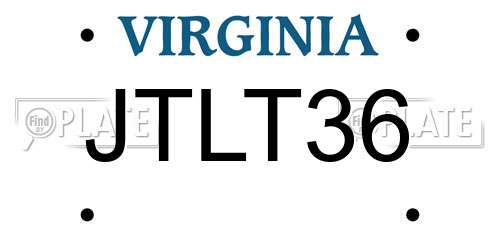 JTLT36 Virginia License Plate