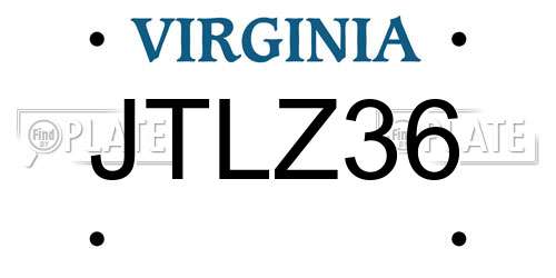JTLZ36 Virginia License Plate