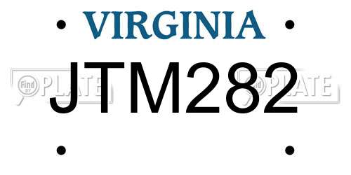 JTM282 Virginia License Plate