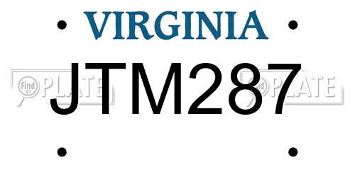 JTM287 Virginia License Plate