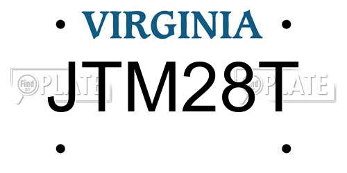 JTM28T Virginia License Plate