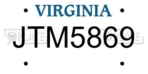 JTM5869 Virginia License Plate