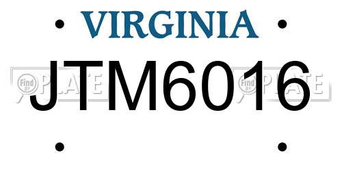 JTM6016 Virginia License Plate