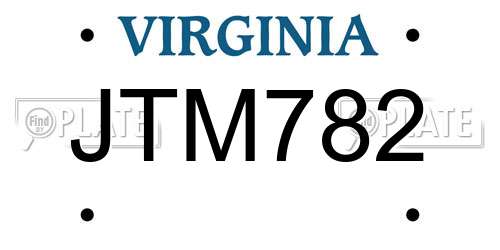 JTM782 Virginia License Plate