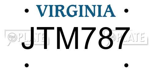 JTM787 Virginia License Plate