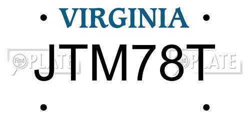 JTM78T Virginia License Plate