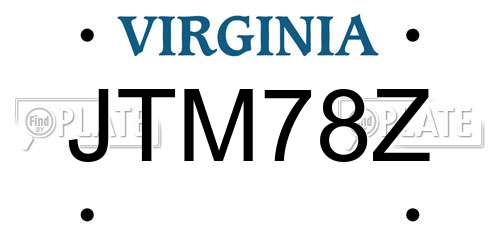 JTM78Z Virginia License Plate