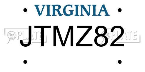 JTMZ82 Virginia License Plate