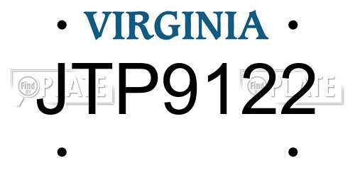 JTP9122 Virginia License Plate