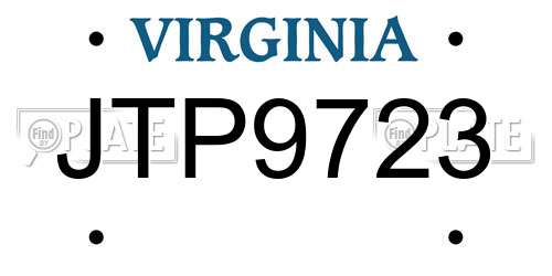 JTP9723 Virginia License Plate