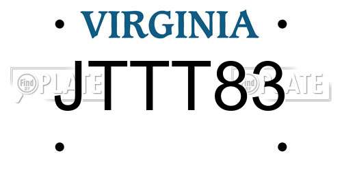 JTTT83 Virginia License Plate