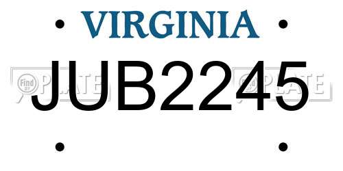 JUB2245 Virginia License Plate