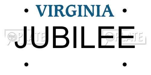 JUBILEE Virginia License Plate