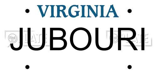 JUBOURI Virginia License Plate