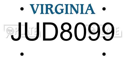 JUD8099 Virginia License Plate