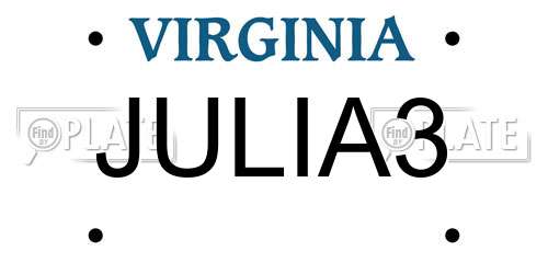 JULIA3 Virginia License Plate