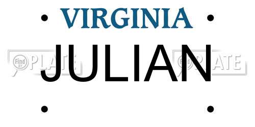 JULIAN Virginia License Plate