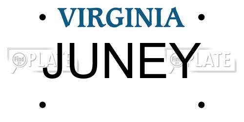 JUNEY Virginia License Plate