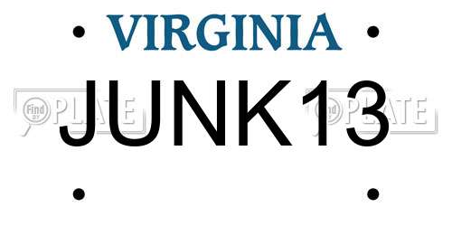 JUNK13 Virginia License Plate