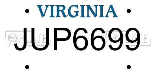 JUP6699 Virginia License Plate