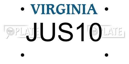 JUS10 Virginia License Plate