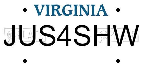 JUS4SHW Virginia License Plate