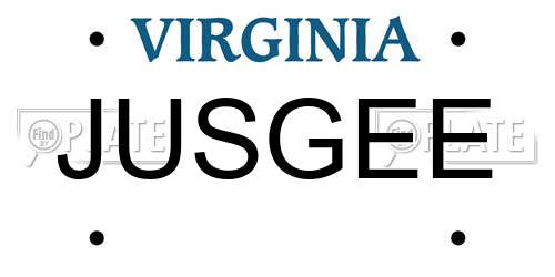 JUSGEE Virginia License Plate