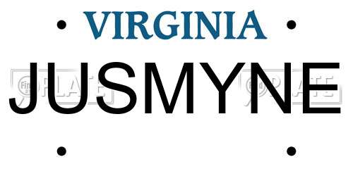 JUSMYNE Virginia License Plate