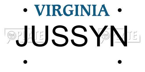 JUSSYN Virginia License Plate