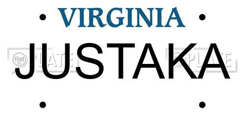 JUSTAKA Virginia License Plate