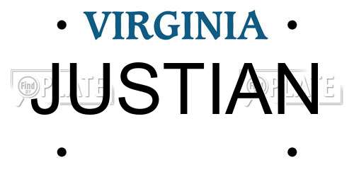 JUSTIAN Virginia License Plate