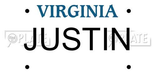 JUSTIN Virginia License Plate