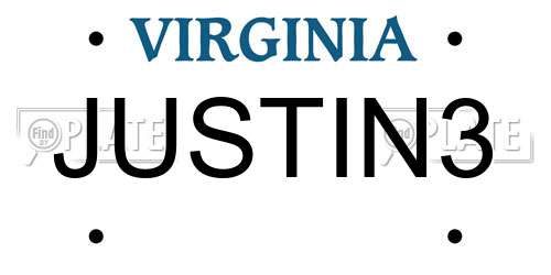 JUSTIN3 Virginia License Plate