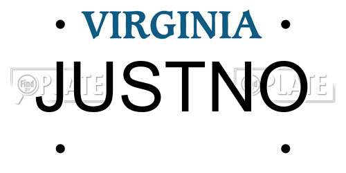 JUSTNO Virginia License Plate