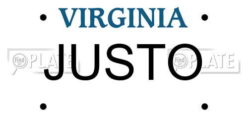 JUSTO Virginia License Plate