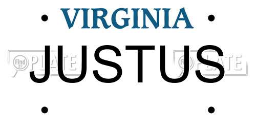 JUSTUS Virginia License Plate
