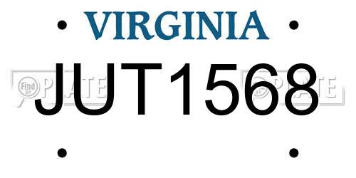 JUT1568 Virginia License Plate