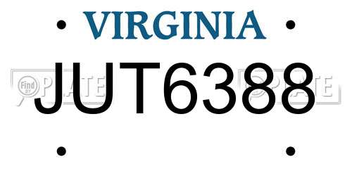 JUT6388 Virginia License Plate