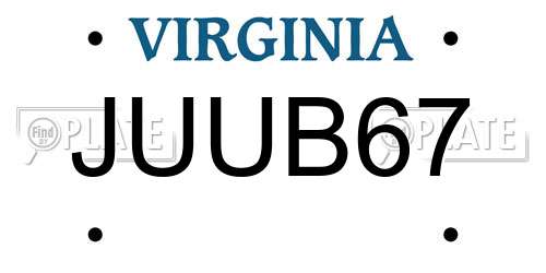 JUUB67 Virginia License Plate