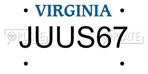 JUUS67 Virginia License Plate