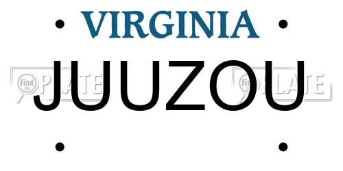 JUUZOU Virginia License Plate