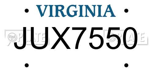 JUX7550 Virginia License Plate