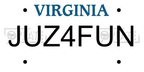 JUZ4FUN Virginia License Plate