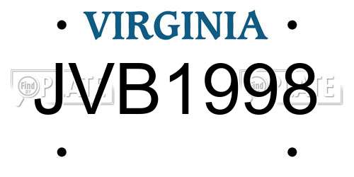 JVB1998 Virginia License Plate