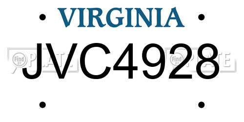 JVC4928 Virginia License Plate