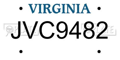 JVC9482 Virginia License Plate