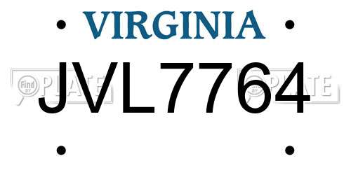 JVL7764 Virginia License Plate