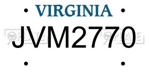 JVM2770 Virginia License Plate