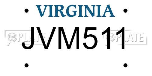 JVM511 Virginia License Plate