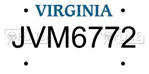 JVM6772 Virginia License Plate